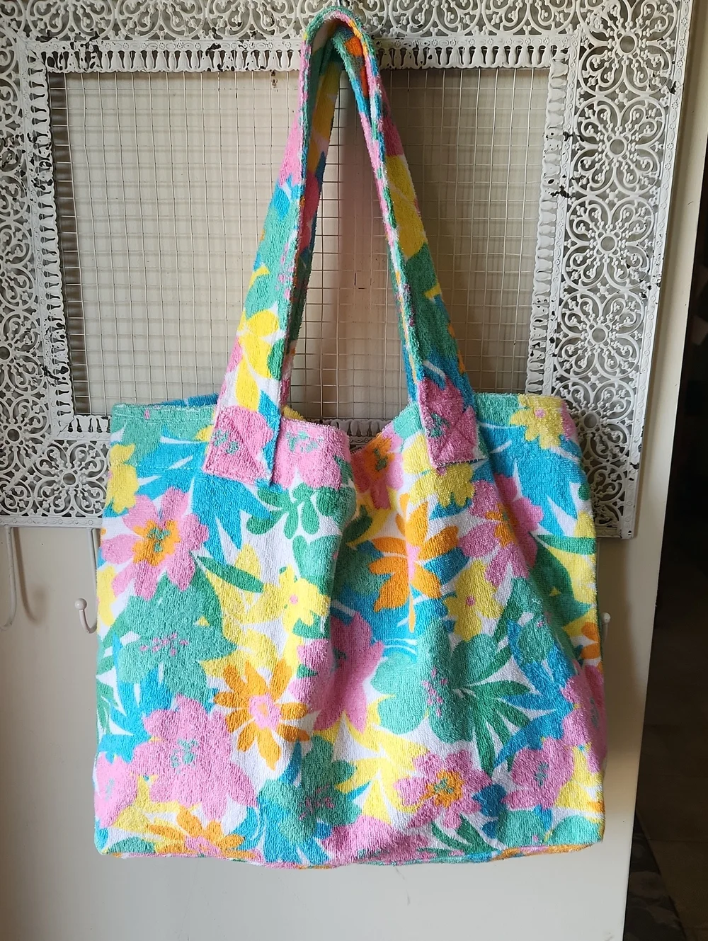 Show Me Your MUMU Floral Bag Tote Terrycloth Resortwear